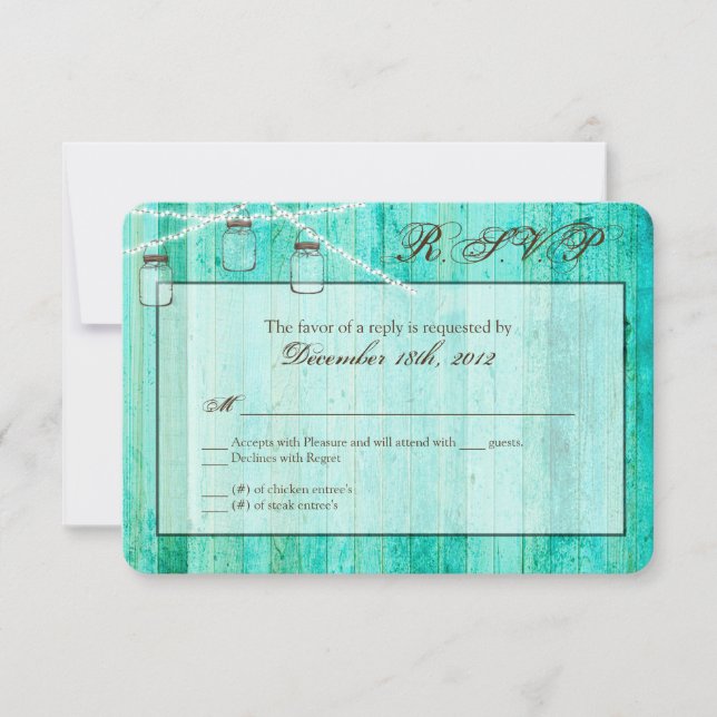 3x5 R.S.V.P. Reply Card Mason Jar String Lights (Front)