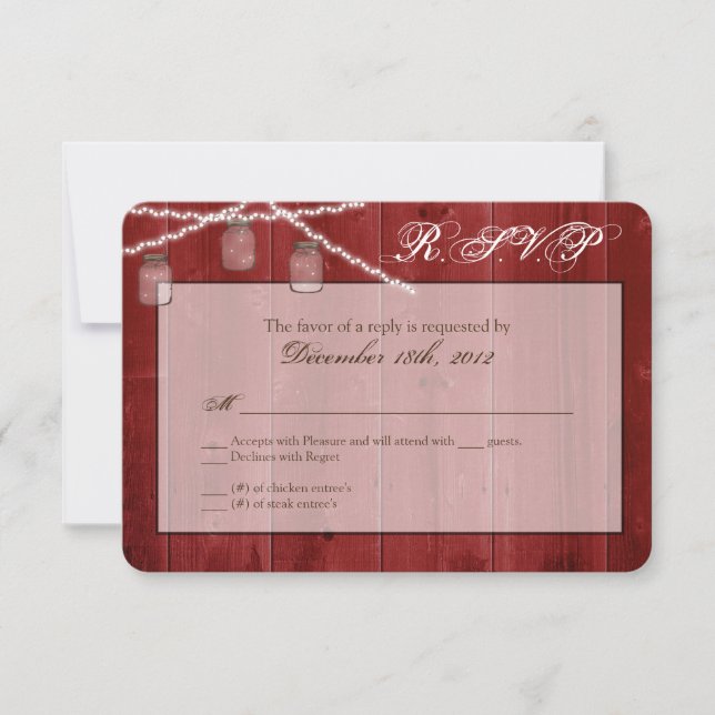 3x5 R.S.V.P. Reply Card Mason Jar String Lights (Front)