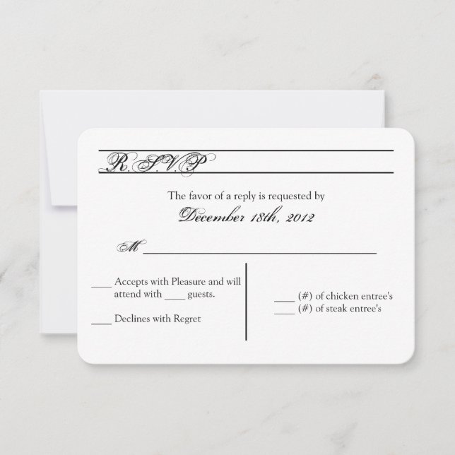 3x5 R.S.V.P. Reply Card Modern Typography Newsprin (Front)