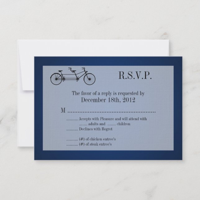 3x5 R.S.V.P. Reply Card Navy Blue Double Bike (Front)