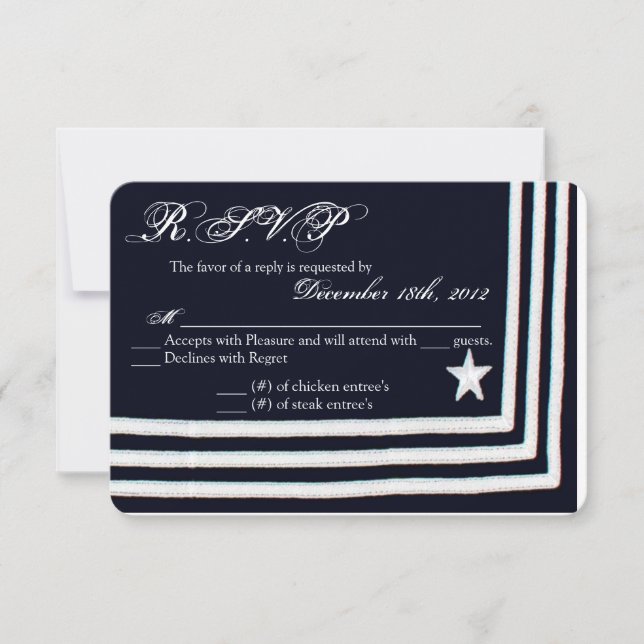 3x5 R.S.V.P. Reply Card Navy Summer Dress Blues (Front)
