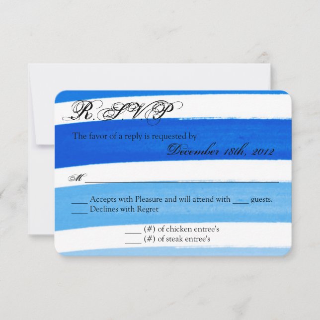 3x5 R.S.V.P. Reply Card Ombre Stripe Blue Line Fad (Front)