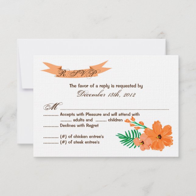 3x5 R.S.V.P. Reply Card Spring Hibiscus Flower (Front)