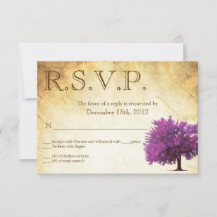 3x5 R.S.V.P. Reply Card Spring Tree Aged Paper Vin