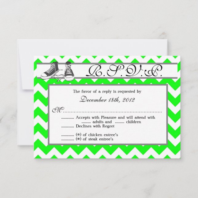 3x5 R.S.V.P. Reply Card Teenage Sneakers Chevron (Front)