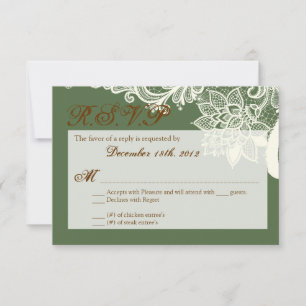 3x5 R.S.V.P. Reply Card Vintage Victorian Lace Gre