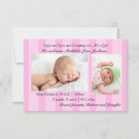 3x5 Sugar and Spice Baby Girl Birth Announcement