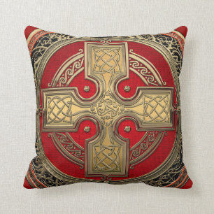 [400] Ancient Celtic Sacred Gold Knot Cross Cushion