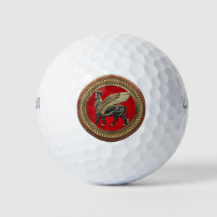 [400] Assyrian Winged Bull: Gold and Black Lamassu Golf Balls