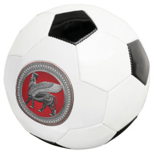 [400] Assyrian Winged Bull: Silver & Black Lamassu Soccer Ball