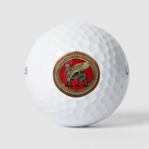 [400] Assyrian Winged Lion: Gold & Black Lamassu Golf Balls