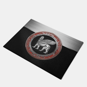 [400] Assyrian Winged Lion - Silver Lamassu Doormat