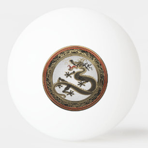 [400] Black and Gold Sacred Eastern Dragon Ping Pong Ball