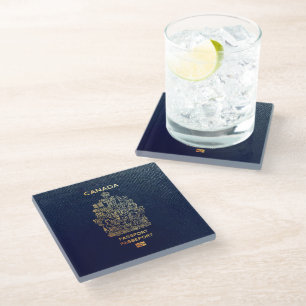 [400] Canadian Passport Cover Glass Coaster