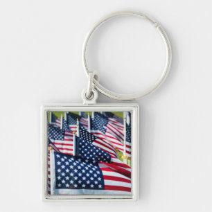 400 flags waving proudly in a field key ring