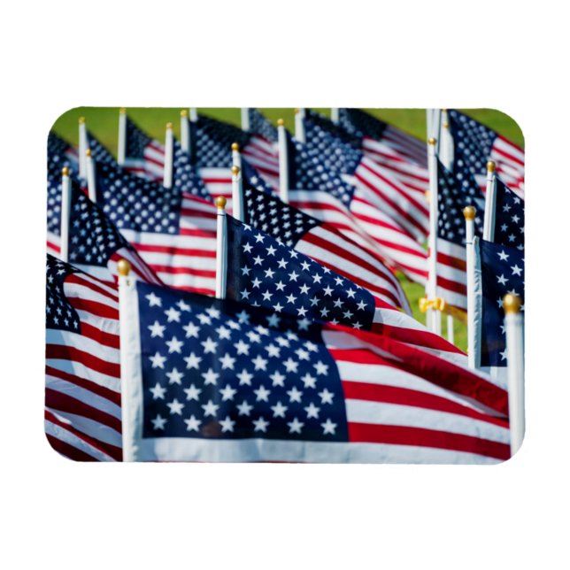400 flags waving proudly in a field magnet (Horizontal)