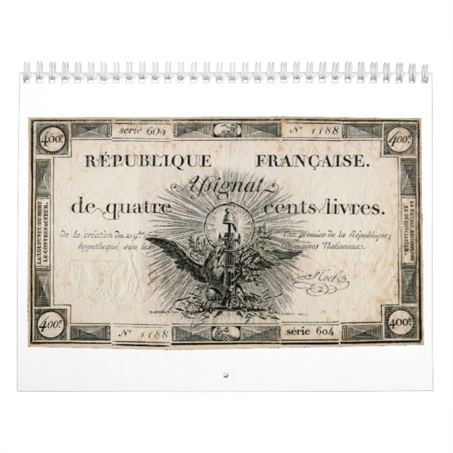 400 Livres French Revolution Assignat Bank Note Calendar (Cover)