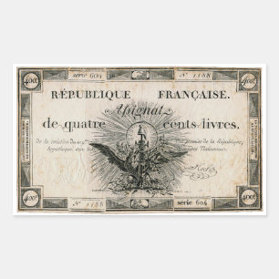 400 Livres French Revolution Assignat Bank Note Rectangular Sticker