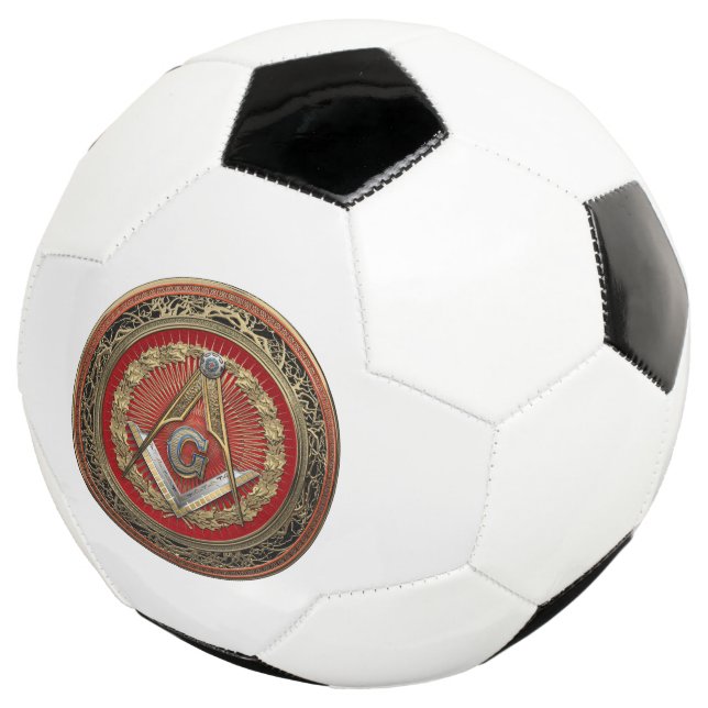 [400] Master Mason - Gold Square & Compasses Soccer Ball (Three Quarter)