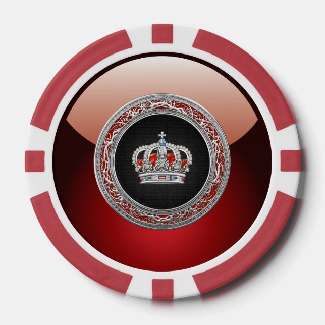 [400] Prince-Princess King-Queen Crown [Silver] Poker Chips (Front)