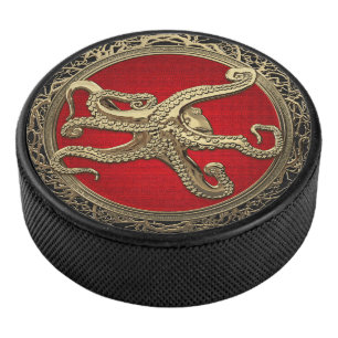 [400] Sacred Gold Octopus in Defensive Posture Hockey Puck