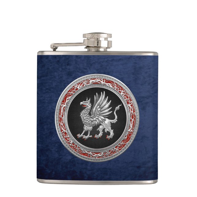 [400] Sacred Silver Griffin Hip Flask (Front)
