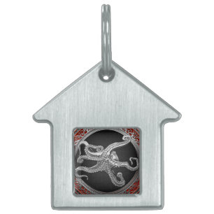 [400] Sacred Silver Octopus in Defensive Posture Pet ID Tag