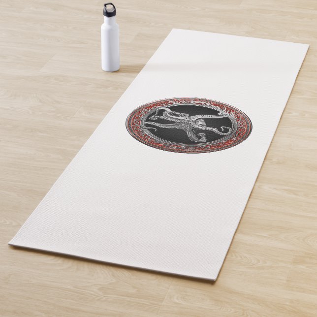 [400] Sacred Silver Octopus in Defensive Posture Yoga Mat (In Situ)