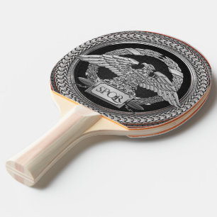 [400] Silver Roman Imperial Eagle over Medallion Ping Pong Paddle