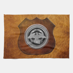 [400] Silver Roman Imperial Eagle over Medallion Tea Towel