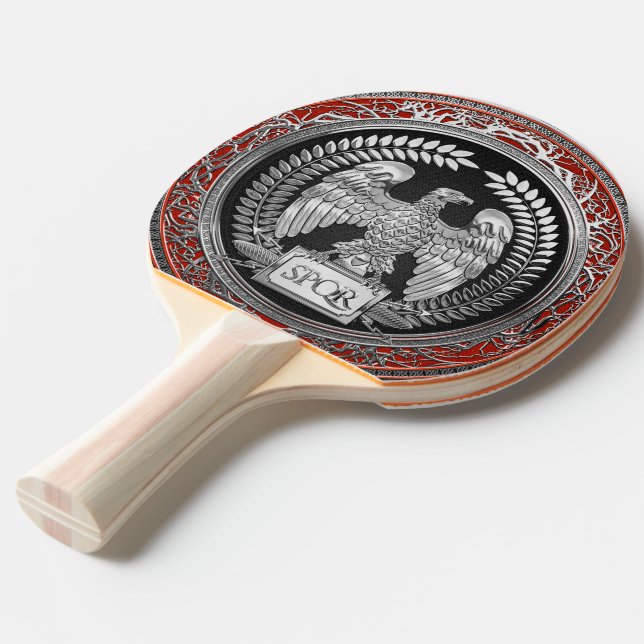 [400] Silver Roman Imperial Eagle Ping Pong Paddle (Back Angle)