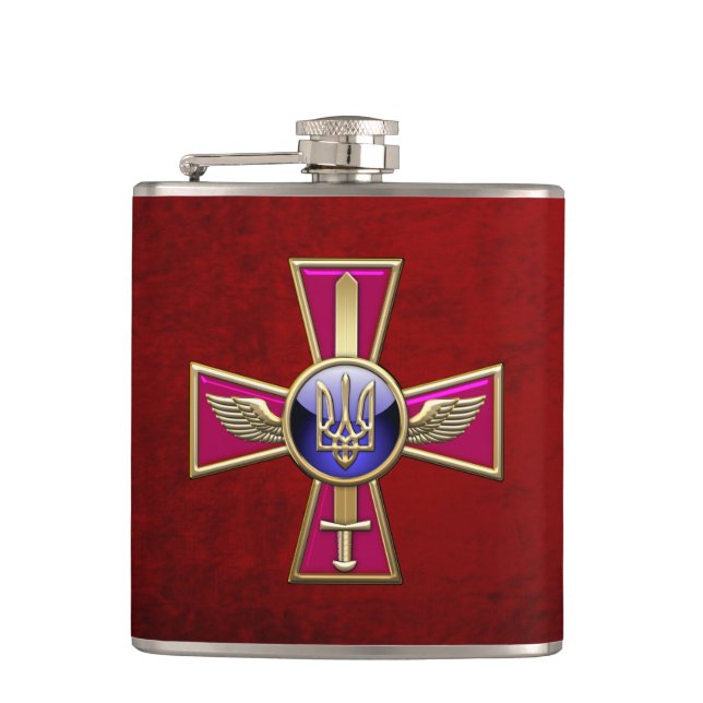 [400] Ukrainian Air Force Emblem Hip Flask (Front)