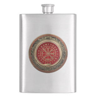[400] Vegvisir - Viking Gold Magic Runic Compass Hip Flask