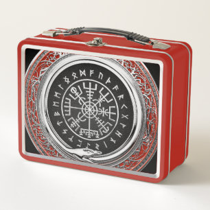 [400] Vegvisir - Viking Silver Magic Runic Compass Metal Lunch Box