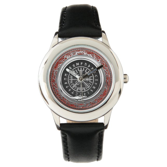 [400] Vegvisir - Viking Silver Magic Runic Compass Watch (Front)