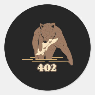 402 Fishing Bear Fat Brown Grizzly Lover Beartober Classic Round Sticker