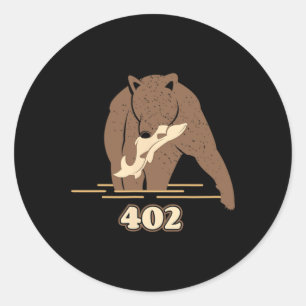 402 Fishing Bear Fat Brown Grizzly Lover Beartober Classic Round Sticker