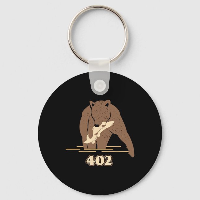 402 Fishing Bear Fat Brown Grizzly Lover Beartober Key Ring (Front)