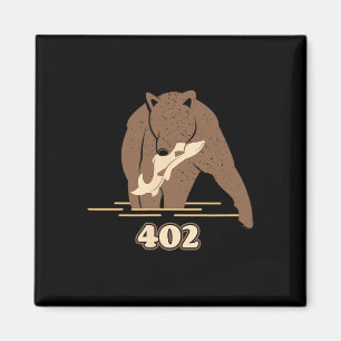 402 Fishing Bear Fat Brown Grizzly Lover Beartober Magnet