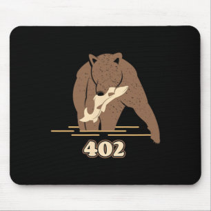 402 Fishing Bear Fat Brown Grizzly Lover Beartober Mouse Pad