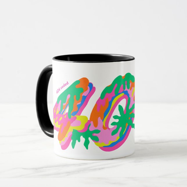 404 Coded Drip Typography PNG | Colourful Melting  Mug (Front Left)