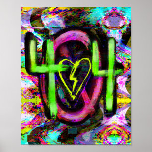 404 Error Message Cyberpunk Dystopian Future Art Poster