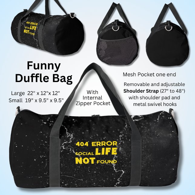 404 Error Social Life Not Found - Funny  Duffle Bag (Creator Uploaded)