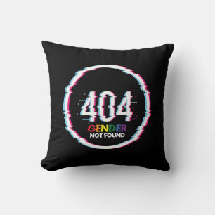 404 Gender Not Found   Funny LGBTQ   Pride Cushion