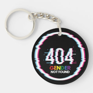 404 Gender Not Found Funny LGBTQ Pride Key Ring