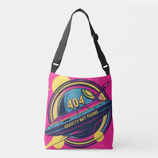 404 Gravity Not Found – Retro Space Pop Art Crossbody Bag (Front)
