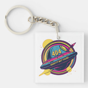 404 Gravity Not Found – Retro Space Pop Art Key Ring