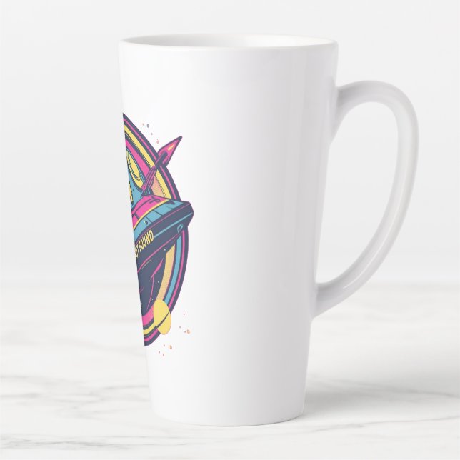 404 Gravity Not Found – Retro Space Pop Art Latte Mug (Right)