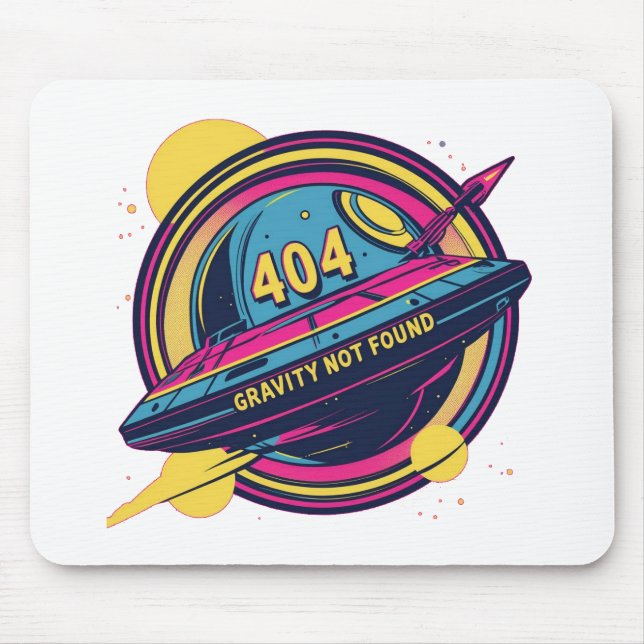 404 Gravity Not Found – Retro Space Pop Art Mouse Pad (Front)