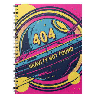 404 Gravity Not Found – Retro Space Pop Art Notebook
